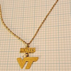 Va Tech Hokies Gold Tone Necklace with Pendant